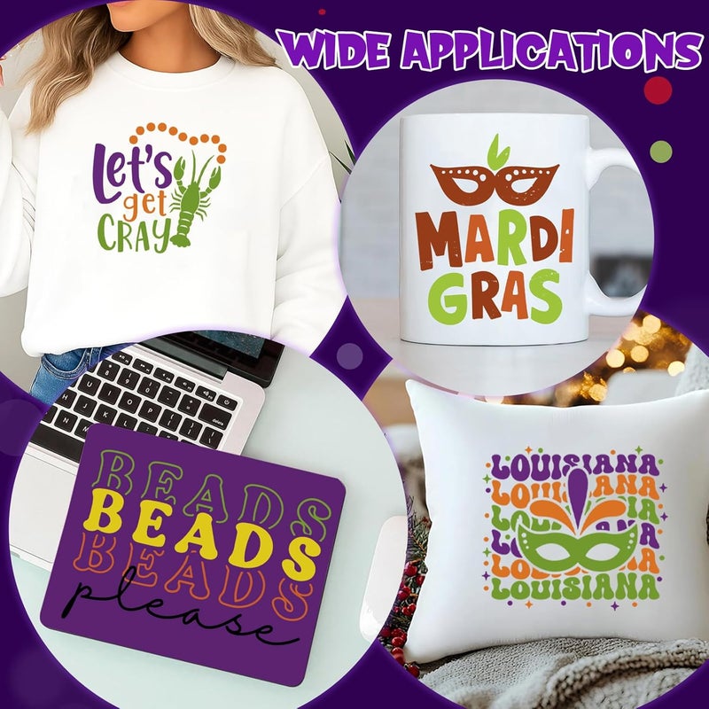 Tintnut Mardi Gras Solid Color Sublimation Transfer Paper- 16 Sheets 12inchesx10inches Solid Color Shrove Tuesday Sublimation Transfer Paper Bundle for DIY Mugs, Tumblers, Key Chain, T-Shirtstte - Image 5